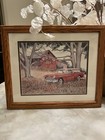 Vintage Framed Americana Coca Cola Prints Cars Barn General Store Set Of 2 18x15