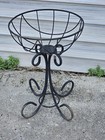Vintage Black Metal Scrolled Plant Stand Retro Mid-century Modern 18  Tall