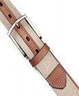 Nautica X6514 Men s Leather   Nylon Tab Signature Webbing Logo Belt  Khaki  M