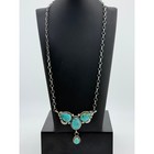 Navajo Sterling Silver Kingman Turquoise Necklace By Juanita Long
