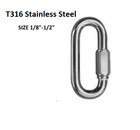 T316 Stainless Steel Carabiner Quick Link Strap Connector Chain Repair Shackle D