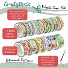 Craftybook Washi Tape Set - 18pc Floral Aesthetic Washi Tape For Journaling