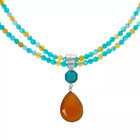 Jay King Amazonite   Orange Opal Pendant With Double-strand Necklace  18 