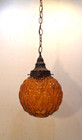 Vtg Mid Century Modern Amber Glass Hanging Swag Lamp Retro 1960 s