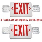 2 Pack Led Exit Sign Emergency Combo Light With Adjustable Two Head Battery Ul