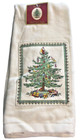 Christmas Tree Spode Dish Towel 100  Cotton White Appliqued 27x19 Holiday Winter