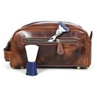 Premium Leather Dopp Kit For Men   Brown Travel Toiletry Bag