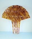 Vintage Art Deco Celluloid Hair Comb Faux Tortoise Shell Large 7 75  Fan Shape