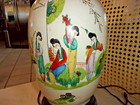 Antique Chinese Porcelain Famille  Poetry Vase Garden Table Lamp Large
