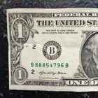 Off-center Mis-print Mis-cut Error Note One Dollar  1 Bill Federal Reserve U s 