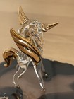Vintage Art Glass Pegasus W golden Wings Agate Base Unicorn