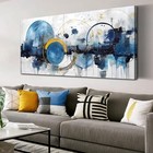  Abstract Canvas Wall-art - Home Office Wall Decor - Modern 48l  X 24w  Blue