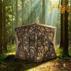 3 Person Pop Up Ground Hunting Blind True Timber Camo Tent Deer Turkey Bow Hub