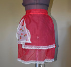 Vintage Red Chiffon Christmas Apron 1950s  Christmas Tree  Polka Dot Apron