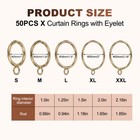 50 Pcs Curtain Rings With Eyelet  1 5 Inch Inner Diameter  Gold