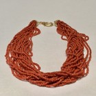 Venetian Murano Multi Strand Red Glass Seed Beaded Torsade Necklace 21   