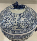 Chinese Qing Dynasty Blue   White Ginger Jar With Foo Dog Lid  Chinoiserie