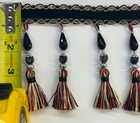 Beaded Fringe Trim For Drapery And Upholstery In  black   Red     Per Yard