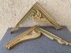 Pair Antique Wood Corbel Roof Bracket Victorian Shabby Grn wht Vtg Chic Old Cal
