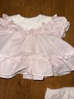 Vintage Little Precious Infant Dress   Bloomers White   Pink White Lace  0-3 Mos