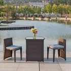 3 Pcs Wicker Outdoor Patio Bistro Set Patio Furniture Set For Small Space