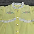Vtg Peaches N Cream Toddler Dress 1t Yellow L s Lace Baby Girl Yellow 12 Mo