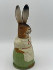 Antique German Paper Mache Easter Bunny Candy Container Dressed Mrs Rabbit 7 25 