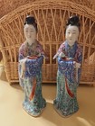 Pair Of Antique Chinese Import Porcelain Famille Rose Figurines