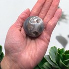Black Flower Agate Sphere With Druzy
