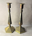 Unusual Pair Of English Brass Push-up Candlesticks  12 