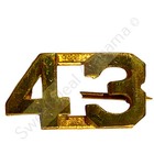 C 1920s Numeric  43   Brass Military C-clasp Hat   Collar Pins Set 3 8 h