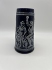Vintage German Beer Stein Cobalt Blue And White Olympia Park Landscape Ornate