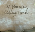 Signed Holy Water Font Vessel Sacred Heart Ceramic Italy Artist Nicolo Morales