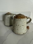 Vintage 1978 Speckled Signed Handmade Studio Earthenware Pottery Salt And Pepper