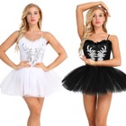 Women Adult Swan Lake Costume Ballet Dance Dress Sleeveless Leotard Dress