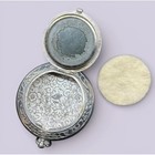 Antique German Silver Repousse Floral Compact Mirror Art Nouveau Pocket Case 2in