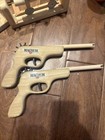 Vintage Wooden Toy Lot 2 Rubber Band Gun 1 Target 1 Whistle 2 Puzzles 