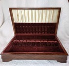 Mcm Vintage Wood Silverware Flatware Case Chest Box Cloth Anti Tarnish Burgundy 