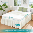 Vocander Wrap Around Ivory Queen Size Bed Skirt 16 Inch Drop elastic Dust Ruffle