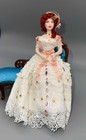 Miniature Dollhouse 1 12 Porcelain Sitting Victorian Woman Lady In Cream Dress