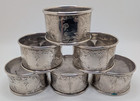 Boxed Set Of 6 Antique Sterling Silver Napkin Rings  p  Initial Numbered D  1914