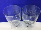 Pair Antique Circa 19th Century Hand Cut Crystal Hand Blown Wine Glasses