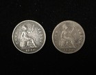 Lot Of 2 Britain 1840 Queen Victoria Four Pence Groat Sterling Silver Coins