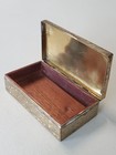 Vintage Brass Hinged Lid Wood Lined Interior Trinket Box 6   x3     x1      Indian Brass