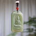Chinese Natural Green Hetian Jade Jadeite Hand-carved Pendant Guanyin Gentleman