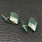 Antique Victorian edwardian Scottish  Sterling Silver   Green Agate Cufflinks