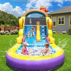 Commercial Giant Pvc Inflatable Bounce House Rainbow Water Slide For Backyard