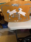 Vtg Toy Baby Doll Crib 50s Girl Rocking Cradle Wood Mary Had A Little Lamb  Blue