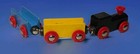 Vintage Brio Wooden Railway Train Engine   2 Cars Set Sweden Made Wood