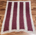 Afghan Blanket Throw Hand Crochet Mauve white Hearts Cottage Country Vtg 41   x53   